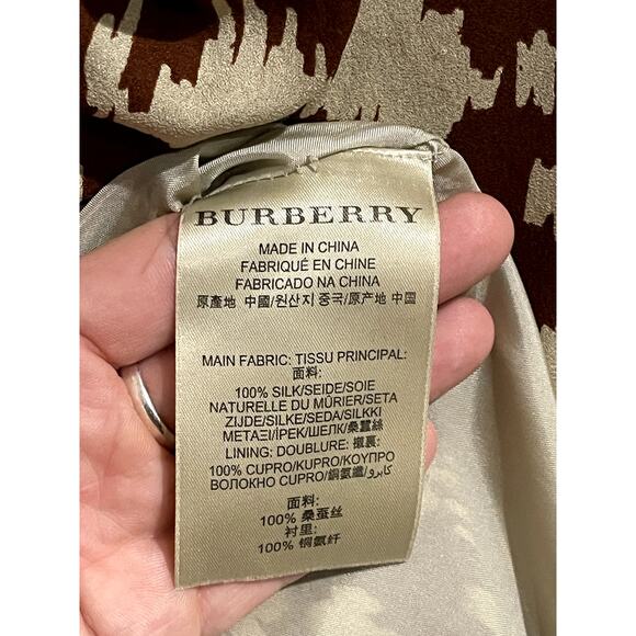 Burberry Brit Rust Brown 100% Silk Mini Dress – Houndstooth Print – Size 4 - Picture 7 of 10